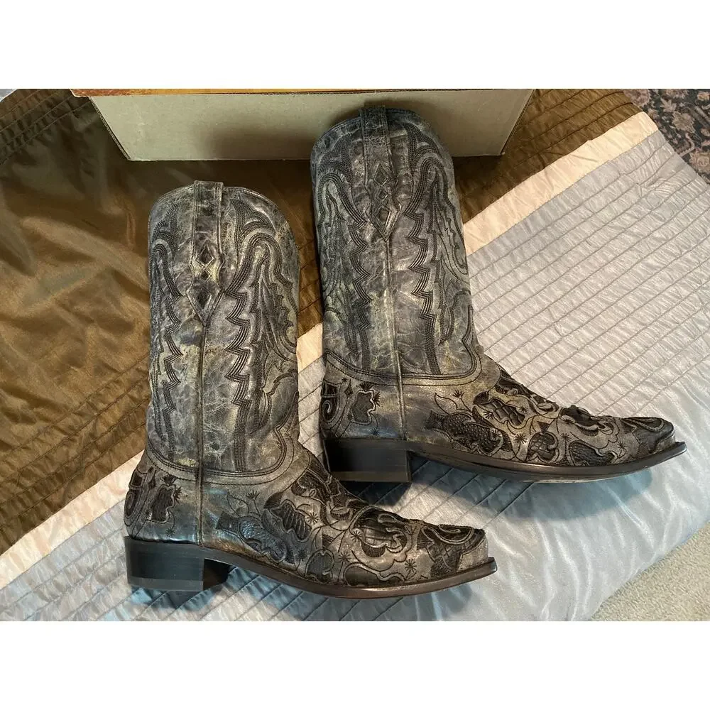 Corral Men's cowboy MN Black Alligator inlay & embroidery boots size 10